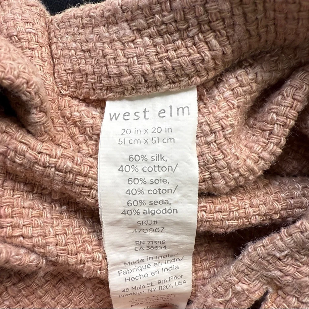 West Elm Blush Knit Textile Pillow Cover